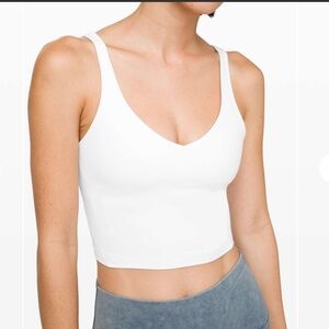 Lululemon Align Tank Top White V-Neck Crop Size 6 No Pads Crop Built In Bra